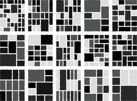 Glitch pixel style bento grid design showcasing creative abstract digital aesthetics vector