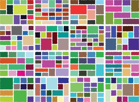 Colorful glitch pixel design arranged in modern minimal bento grid structure vector