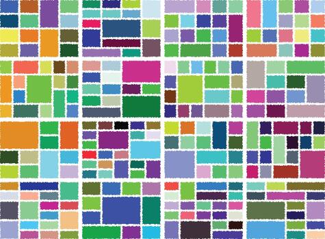 Creative digital glitch pixel composition arranged neatly in bento grid form vector