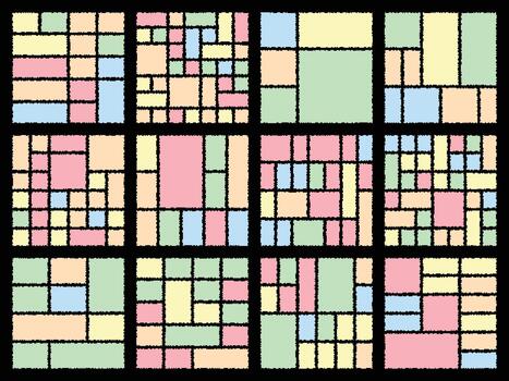 moderno creativo falla píxel obra de arte alineado dentro estructurado bento cuadrícula formación vector