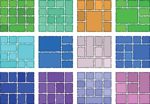 bento cuadrícula digital Arte mejorado con elegante falla píxel resumen estética vector