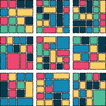 Minimal artistic glitch pixel layout shaping modern structured bento grid design vector