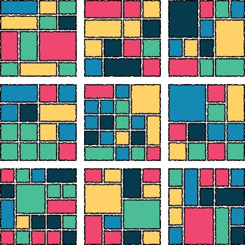 Glitch Pixel Art Bento Grid Design With Futuristic Digital Distortion Style vector