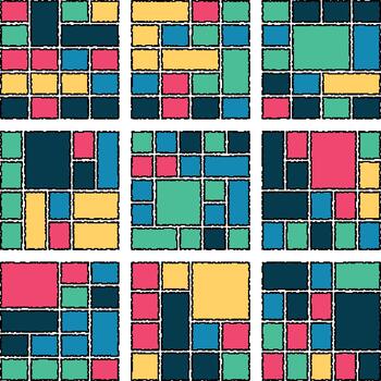 Abstract Glitch Pixel Grid Aesthetic Featuring Modern Colorful Distorted Digital Effects vector