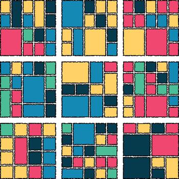 moderno digital falla píxel cuadrícula composición con negrita resumen distorsionado patrones vector