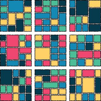 Dynamic Glitch Pixel Styled Grid Artwork With Bright Abstract Distortion Features vector