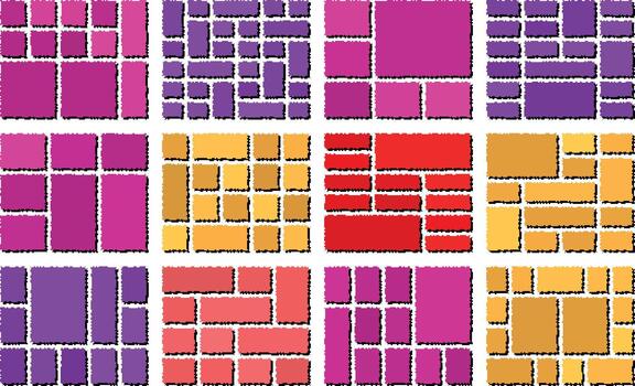 Glitch Pixel Themed Grid Layout With Vivid Distortion And Abstract Digital Elements vector