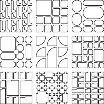 Bold outline bento grid mix artwork created for standout design concepts vector