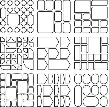 Crisp outline bento grid mix visuals curated for professional branding vector