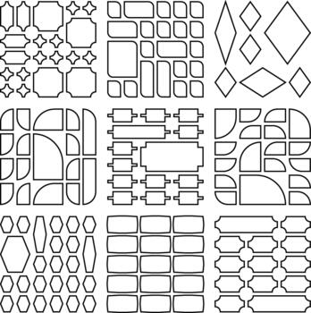 Refined outline bento grid mix icons suitable for design flexibility vector