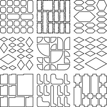 Vibrant outline bento grid mix design concepts suitable for artistic visuals vector