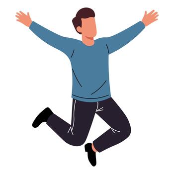 Man Jumps with Happy Expression vector