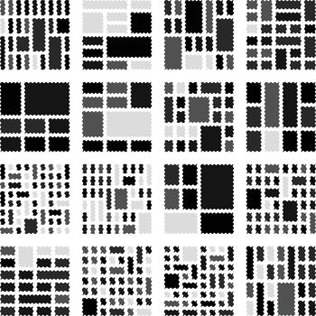 Soft Curved Wavy Scallop Bento Grid Pattern for Aesthetic Design Uses vector