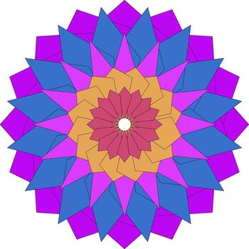 Decorative Abstract Mandala Flower Pattern With Harmonious Multicolor Geometric Shapes vector