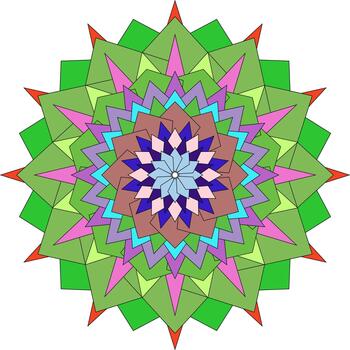 Bright and artistic flower mandala filled with geometric colorful patterns vector