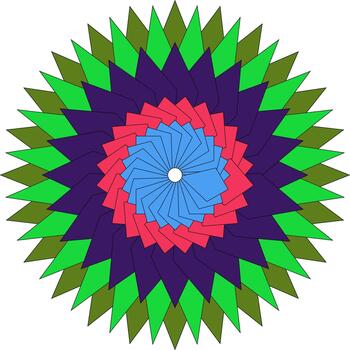 Artistic colorful mandala flower with dynamic geometric abstract lines vector