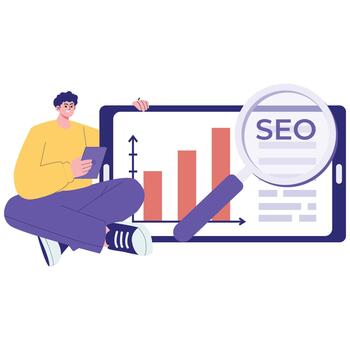 SEO analysis and growth illustration vector