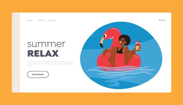 Relaxed Man Enjoying A Refreshing Cocktail While Floating On An Inflatable Ring vector