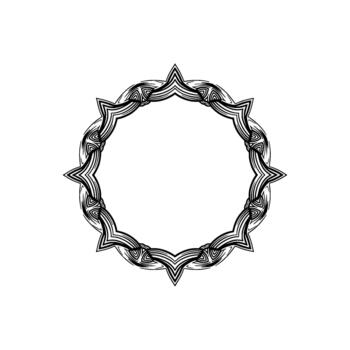 Intricate circular abstract ornamental border with pointed geometric starburst elements and flowing symmetrical patterns vector