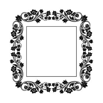 intrincado floral volutas frontera con delicado hojas y flores enmarcado un central vacío cuadrado espacio Perfecto para texto o imágenes vector