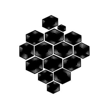 A minimalist featuring a cluster of hexagonal geometric shapes vector