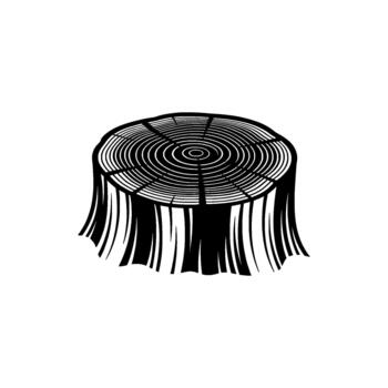 A stylized illustration of a weathered tree stump showcasing concentric growth rings and a textured bark pattern isolated vector