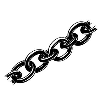 A sleek and shiny metallic chain link illustration with subtle shading and a soft shadow vector