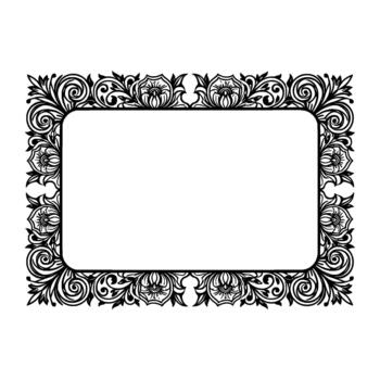Ornate filigree rectangular decorative border with floral elements and scrollwork isolated vector