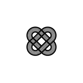 A striking minimalist Celtic knot pattern with parallel lines creating a visually intricate and continuous loop isolated vector