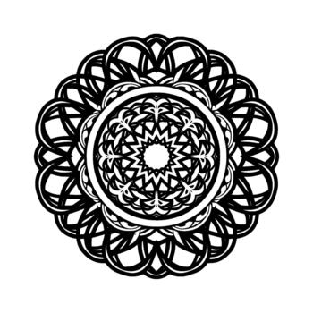 Intricate circular mandala pattern with complex geometric floral motifs and a starburst center isolated vector