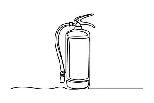 Minimalist continuous line drawing of a fire extinguisher a safety device for combating fires depicted in a simple artistic style vector