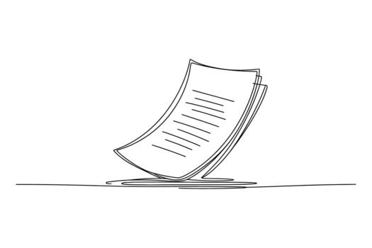 Simple hand drawn sketch of a single document falling into a slot or opening vector