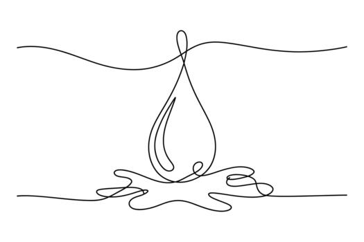 Minimalist single line drawing captures the essence of a water drop splashing and evaporating vector
