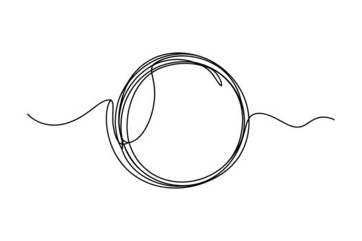 Abstract sketch of a chaotic circle with wavy lines emanating outward vector