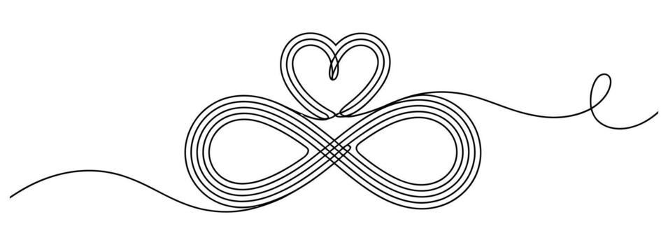 Elegant infinity symbol intertwined with a heart shape in a continuous line design vector
