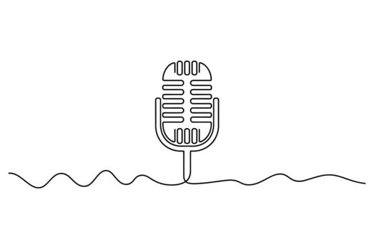 retro micrófono con ondulado sonido ola línea dibujo en un blanco antecedentes vector