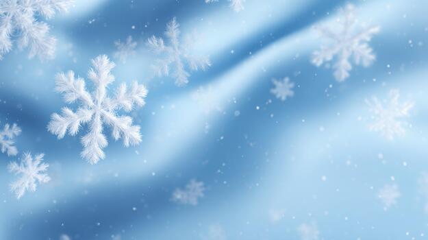 Beautiful snowflakes gently falling against a soft blue backdrop, creating a serene winter atmosphere. photo