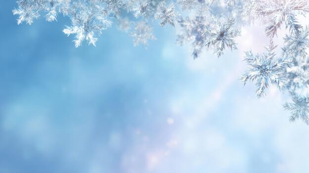 un sereno invierno escena presentando delicado copos de nieve en contra un suave azul degradado antecedentes. foto