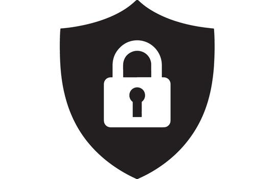 Shield with lock icon symbolizing security and protection vector