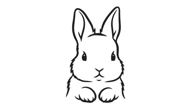 Simple sketch of a cute bunny rabbit facing forward vector