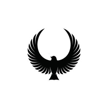 Black silhouette of a bird with spread wings in a circular design vector