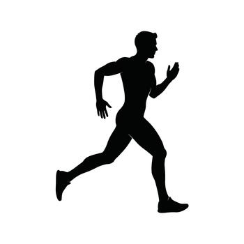 Silhouette of a man running with dynamic motion vector