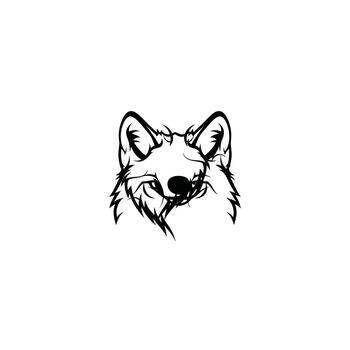 Sketch of a fox s face with expressive eyes and ears vector