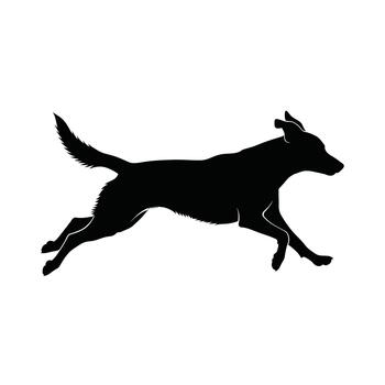 Silhouette of a dog running with its tail high vector