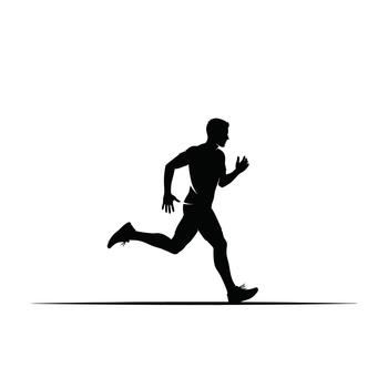 Silhouette of a man running with determined stride vector