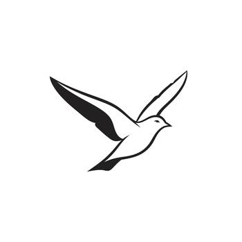 Simple line drawing of a bird in flight vector