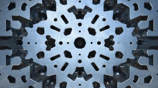 Intricate metallic pattern showcasing detailed craftsmanship and a reflective surface. photo