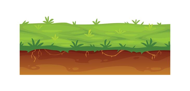 Game ground soil layer of grass, grassy surface vector