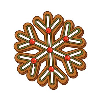 Groovy gingerbread snowflake cookie with icing vector
