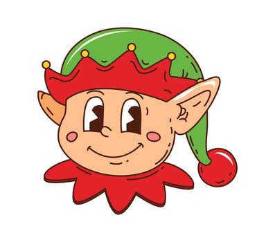 Groovy Christmas elf character with pointy ears vector